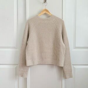 Banana Republic 100% Cashmere Waffle Knit Sweater – Oatmeal Cream – L